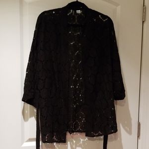 3$ add-on // H&M black eyelet kimono robe